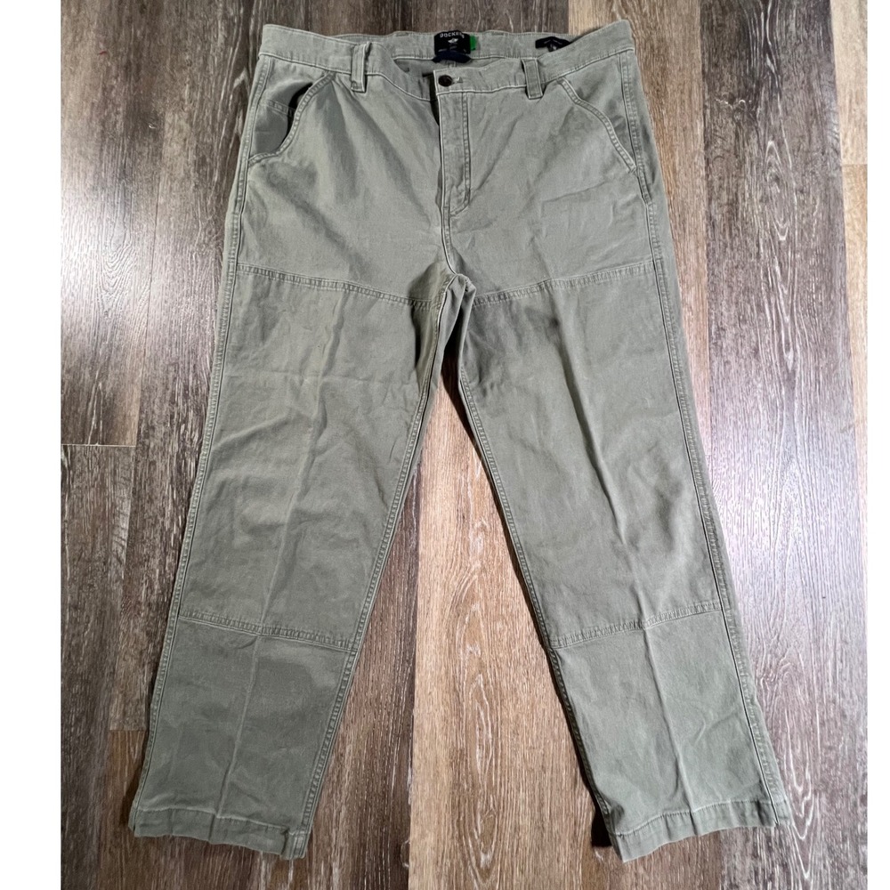 Dockers Straight Leg Pants Mens 38 Olive Green Utility Casual Cotton Trousers